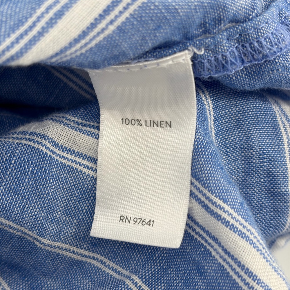J. Jill Linen Shirt in Blue and White - Picture 4 of 8
